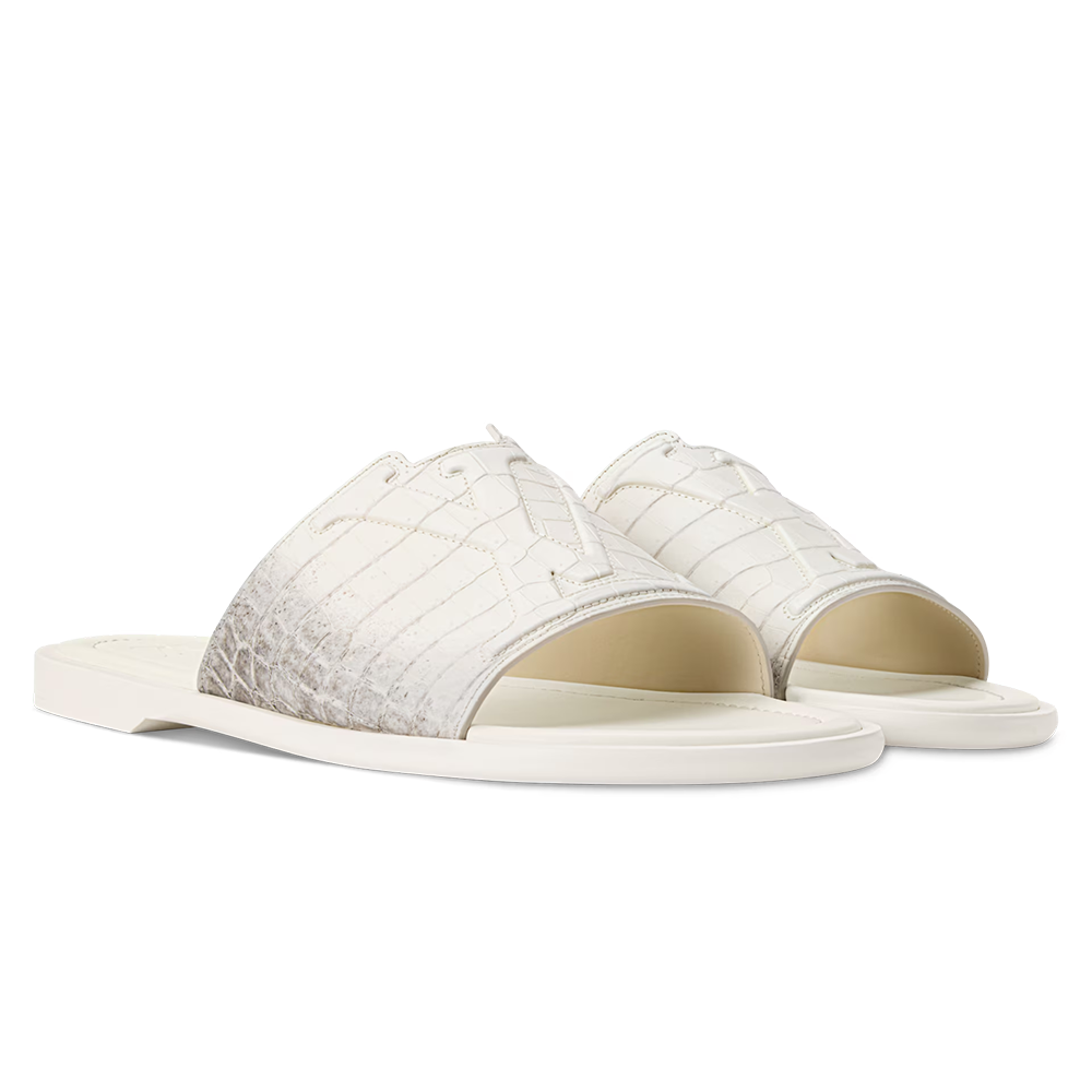 LV Portofino Mule White crocodile skin