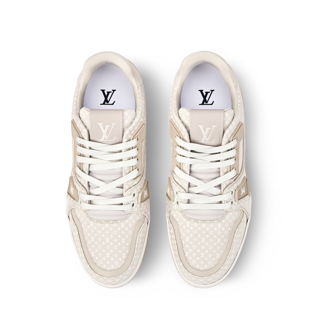 LV Trainer Beige Nanogram denim