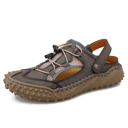 Coast Men’s Closed-Toe Breathable Sandals – Soft Leather & Mesh Adjustable Casual Beach Shoes